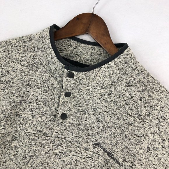 Eddie Bauer Men's Size XX-Large Grey Fleece Lined Knit Partial Snap Pullover - Picture 2 of 12